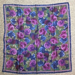 Echo Multi-color Rose Pattern Square Silk Scarf